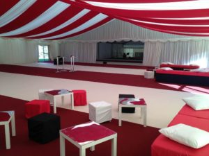 Linings - Red and White Striped roof and carpet