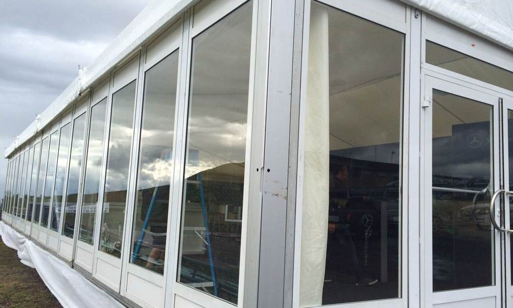 Windows - Glass Panels in 15m wide structure with premium door